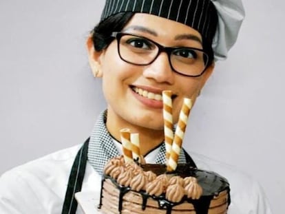 La india Suman Udgata, de 27 años, quería estudiar pastelería en Montijo.