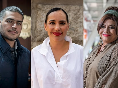 Omar García Harfuch, Sandra Cuevas y Clara Brugada.