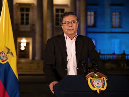 El presidente de Colombia, Gustavo Petro, durante una alocución presidencial, en Bogotá, el 8 de octubre de 2024.