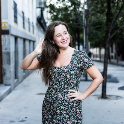 Lorena Macías, el martes en la plaza de Santa Bárbara en Madrid.