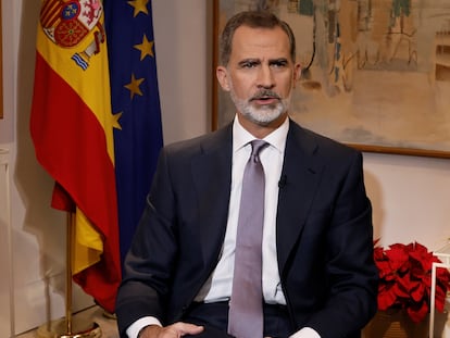 Felipe VI, el viernes, durante su mensaje de Navidad.