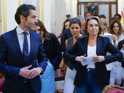 La secretaria general del PP, Cuca Gamarra. tras el pleno en el Congreso de los Diputados celebrado este miércoles en Madrid. EFE/ Mariscal