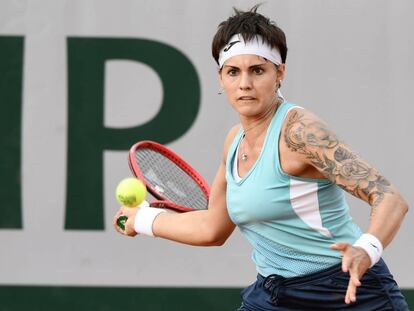 Bolsova, durante su partido de primera ronda en Roland Garros.