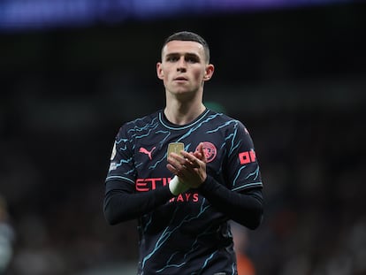 El centrocampista del Manchester City, Phil Foden, durante el partido disputado el pasado martes contra el Tottenham, en Londres.