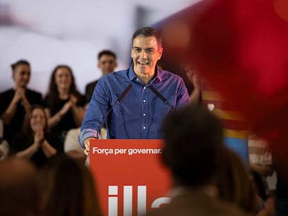 Pedro Sánchez, en el mitin del PSC en Sant Boi de Llobregat (Barcelona).