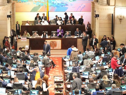 Sesión plenaria de la Cámara de Representantes durante el debate de la reforma laboral del presidente Gustavo Petro, en Bogotá, Colombia, el 2 de octubre de 2024.