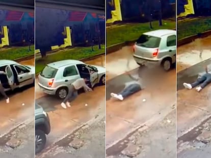 Imágenes de un joven tiroteado tras intentar robar un coche a la puerta de un supermercado en Llavallol.