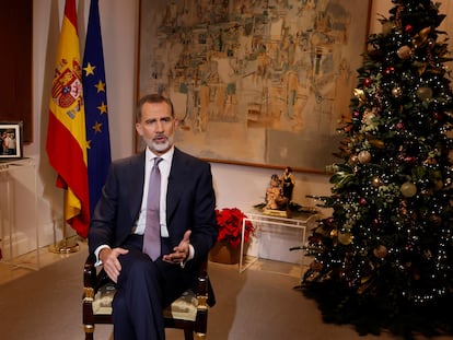 El rey Felipe VI pronuncia el discurso de Navidad.