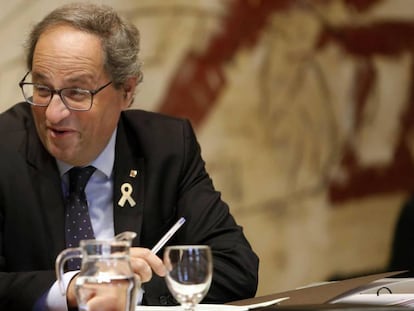 Quim Torra, este martes, en la reunión de su gobierno.