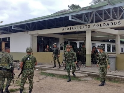 Alojamiento de soldados del Ejército de Colombia donde sucedió el ataque a la base militar de Puerto Jordán, en el departamento colombiano de Arauca, en Puerto Jordán (Colombia). El 17 de septiembre 2024.