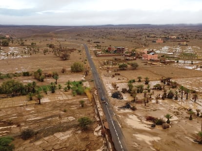 Vista de una zona inundada en la ciudad de Tazarine, en la provincia de Zagora, al sur de Marruecos, el domingo 8 de septiembre.