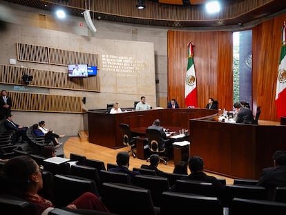 Los magistrados del Tribunal Electoral del Poder Judicial de la Federación durante la sesión pública, el 8 de agosto 2024.