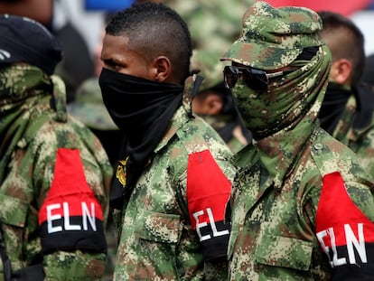 Integrantes del ELN en Cali (Colombia), en julio de 2023.