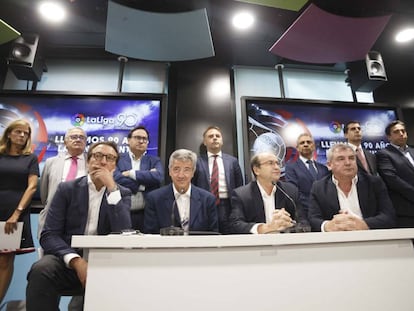 Los presidentes de los clubes, durante la última Asamblea de LaLiga.
 