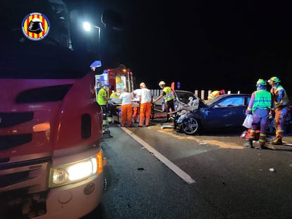 Accidente en Sagunto del pasado domingo, en una imagen del Consorcio de Bomberos de Valencia.