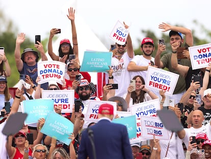 El expresidente Donald Trump hace campaña en Las Vegas (Nevada), el 9 de junio.