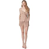 Jessica Simpson Women's Emerson Sweetheart Neckline Tie Front Tank Top with Cut Out Back Standard