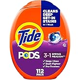 Tide PODS Laundry Detergent Pacs, Spring Meadow Scent, 112 Count, Concentrated Laundry Soap Detergent, Stain Remover and Colo