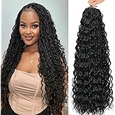 LIYATE Goddess Box Braids Crochet Hair for Women 24 Inch 7 Packs Black Bohemian Crochet Braids with Curly Ends Boho Box Braid