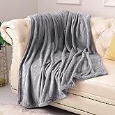 KMUSET Fleece Blanket Throw Size Grey Lightweight Super Soft Cozy Luxury Bed Blanket Microfiber Factory Shop