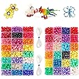 INSCRAFT 1200PCS Pony Beads 24 Colors Bracelet Making Kit, Rainbow Kandi Beads Friendship Bracelet Kit, Letter Beads Heart Be