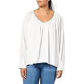 Calvin Klein Women's Plus Long Sleeve V Neck Blouse Top