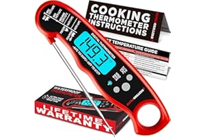 Alpha Grillers Instant Read Meat Thermometer for Cooking Grilling and Griddle Accessories Kitchen Essentials - Waterproof Bac