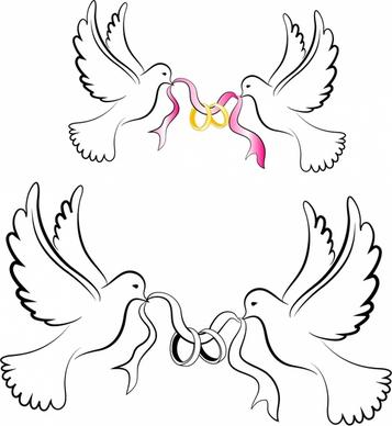 White Wedding Doves with Rings