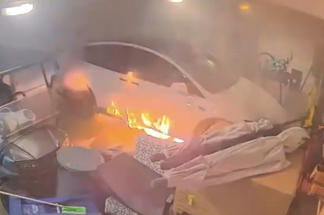 Watch this Tesla catch fire in Hurricane Helene floodwaters