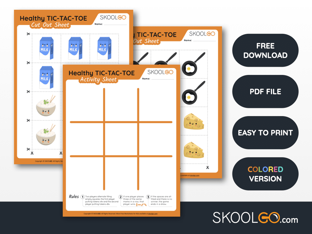 Free and Fun Worksheet for Kids - Healthy Food Tic-Tac-Toe - SkoolGO