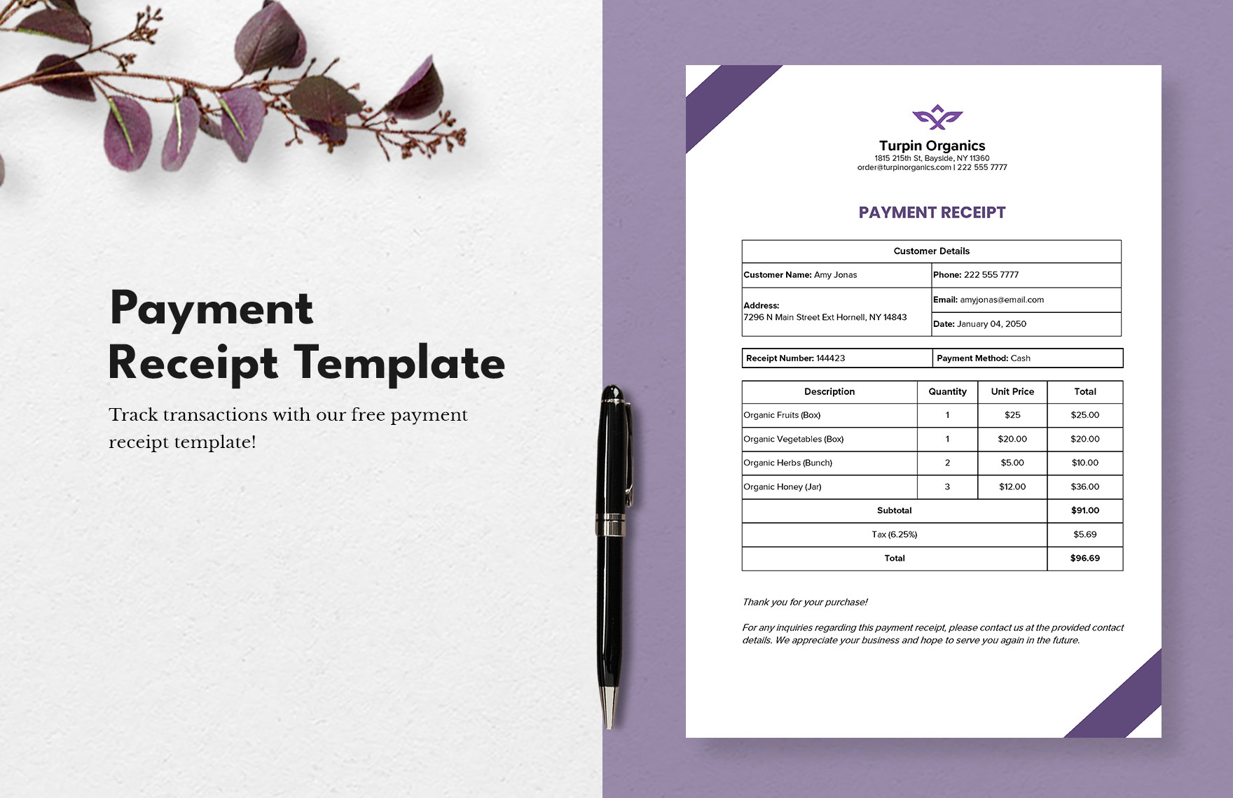 Payment Receipt Template in Google Sheets, Pages, Excel, Apple Numbers, Word, PDF, Google Docs - Download | Template.net