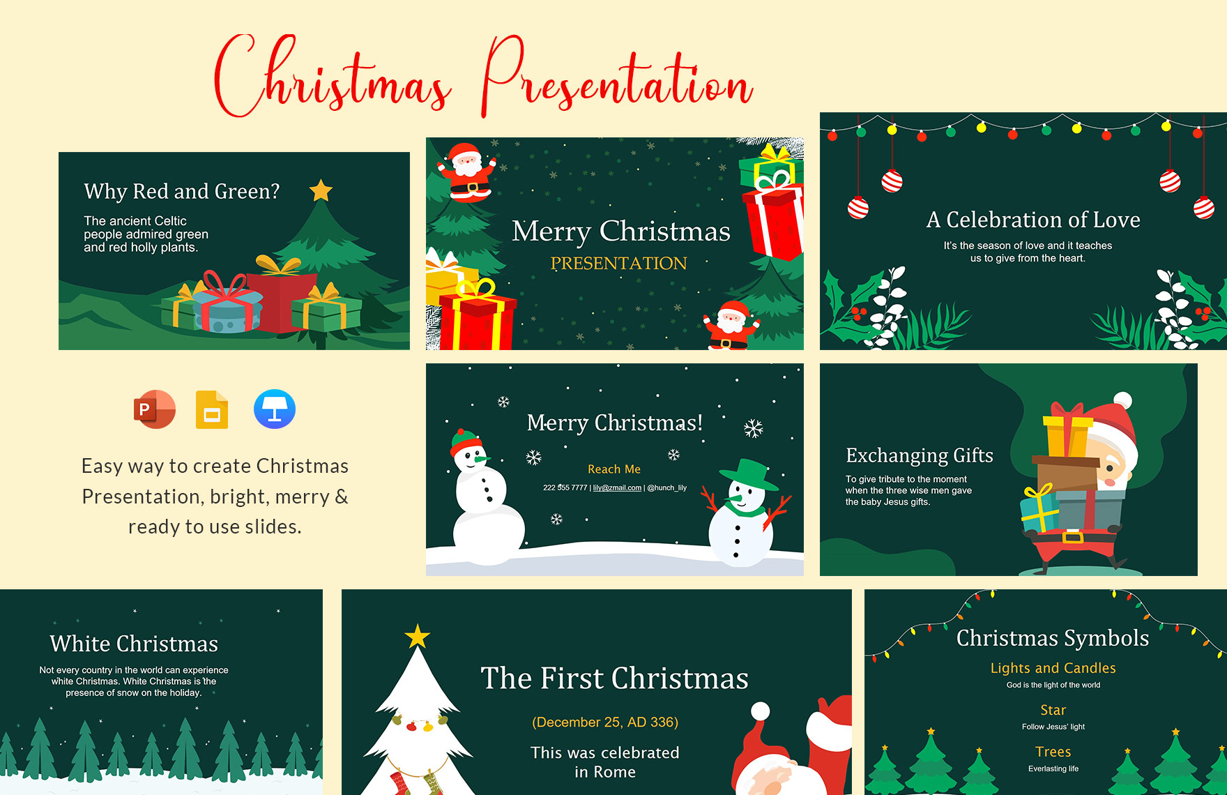 Merry Christmas Presentation in PowerPoint, Apple Keynote, PDF, Google Slides - Download | Template.net