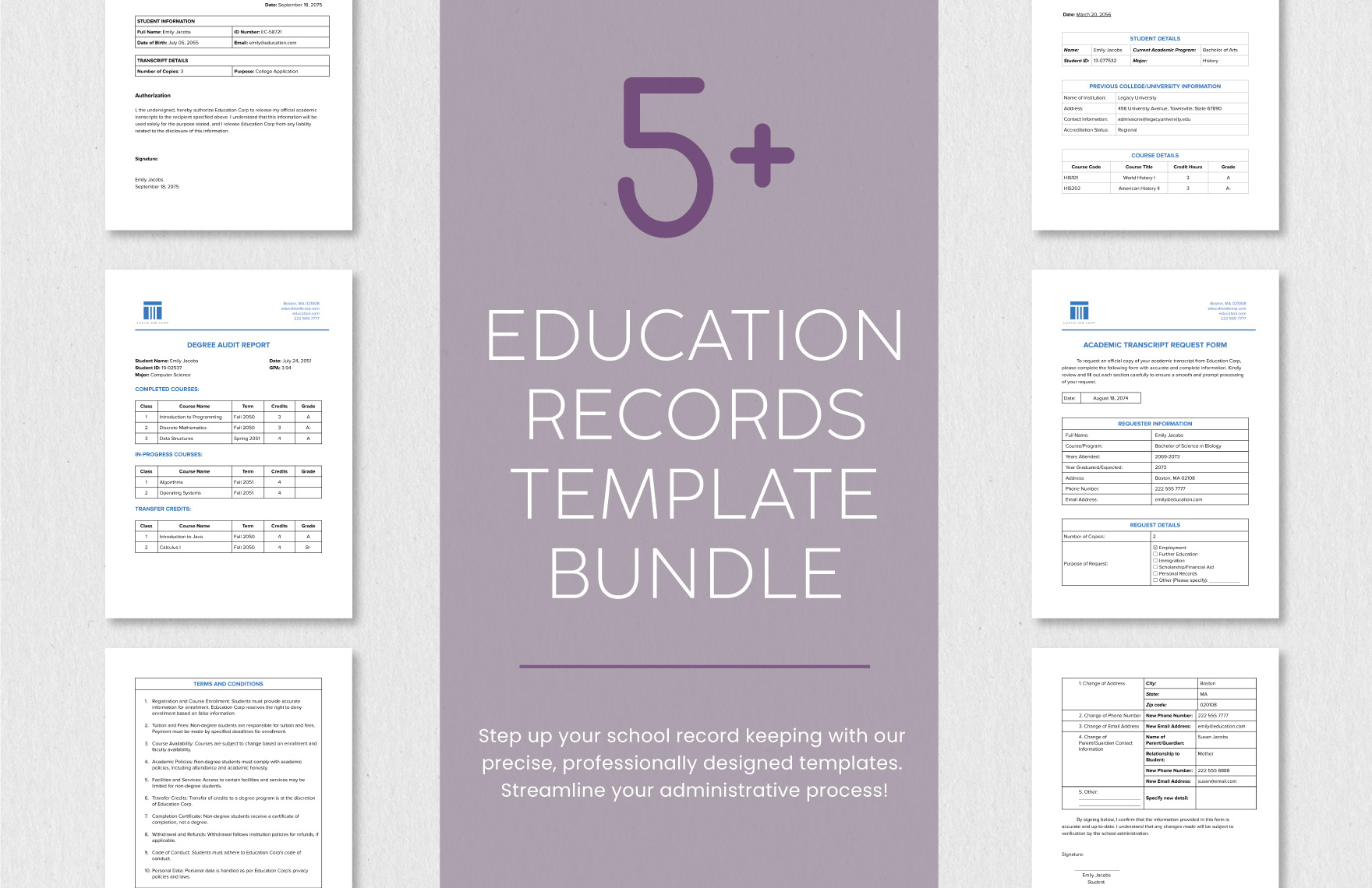 5+ Education Records Template Bundle