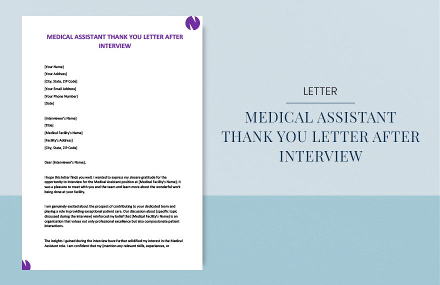 Medical assistant thank you letter after interview