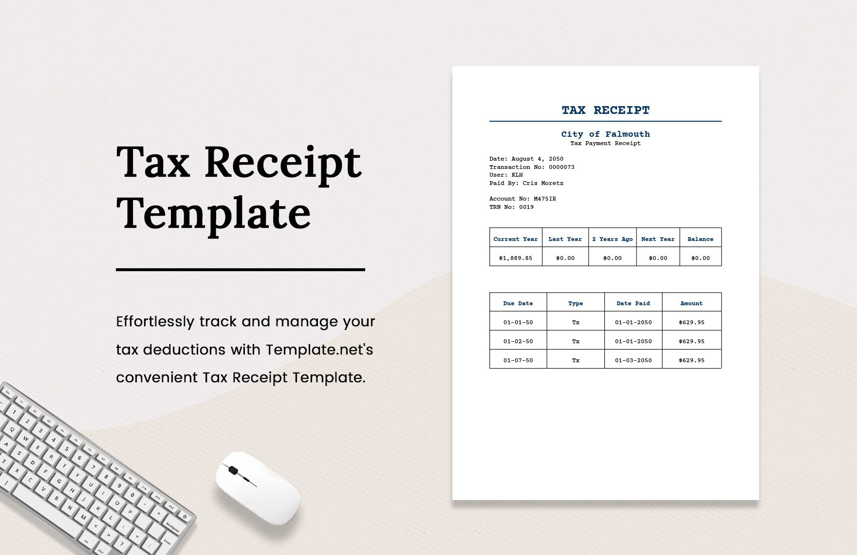 Tax Receipt Template in Word, PDF, Google Docs, PSD - Download | Template.net