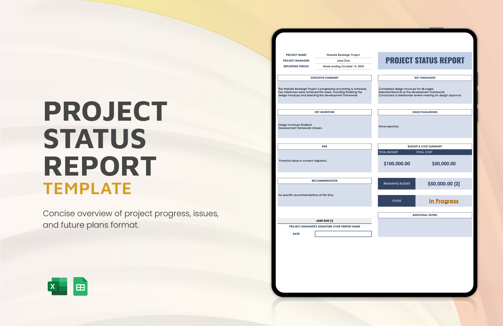 Project Status Report Template