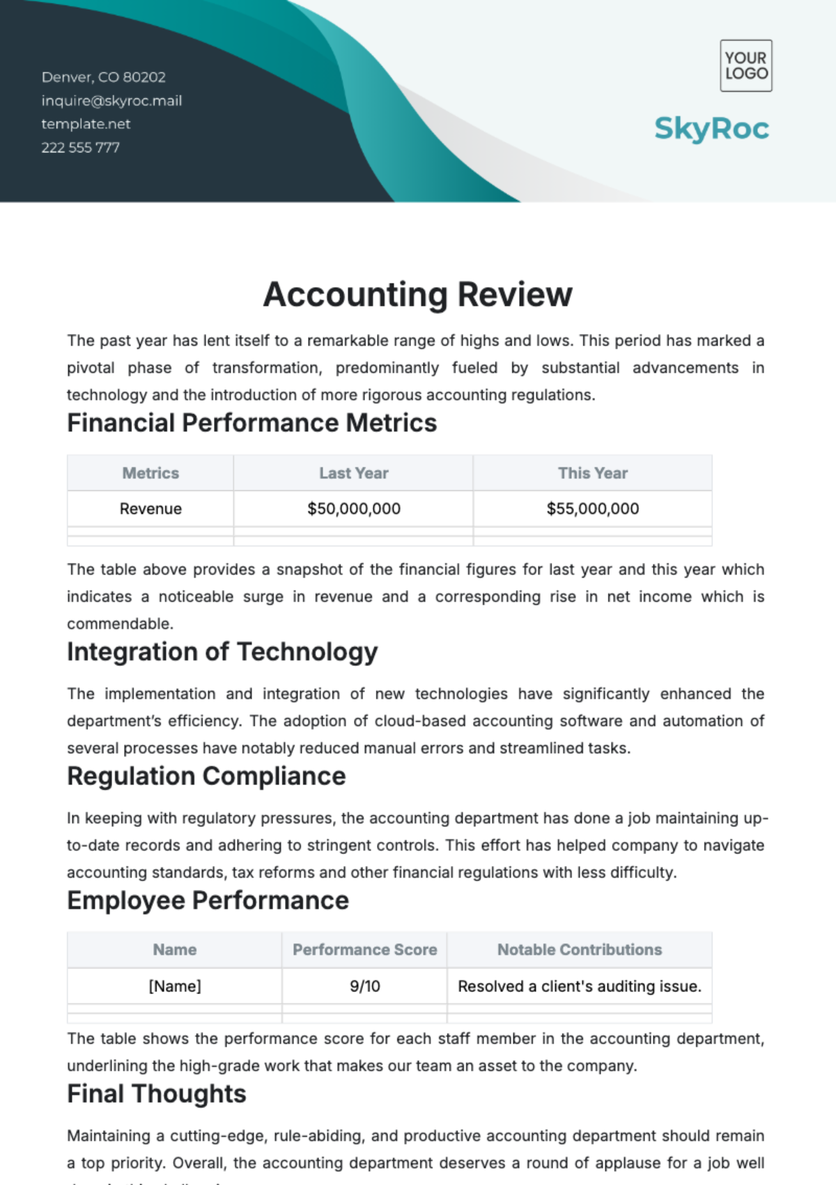 Free Accounting Review Template