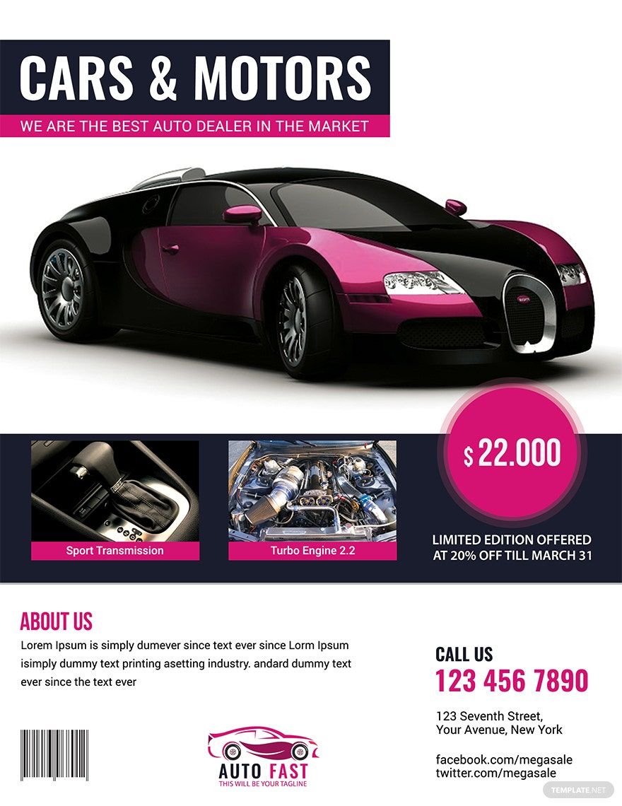 Auto Sales Flyer Template in Pages, Word, Illustrator, PSD, Publisher, Google Docs - Download | Template.net