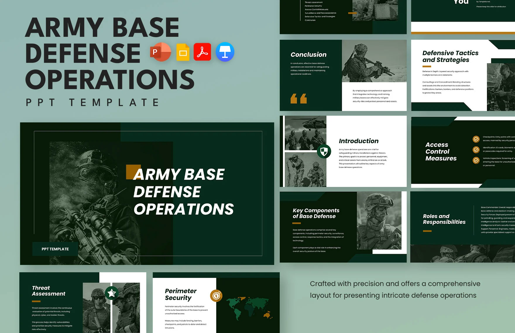 Army Base Defense Operations PPT Template