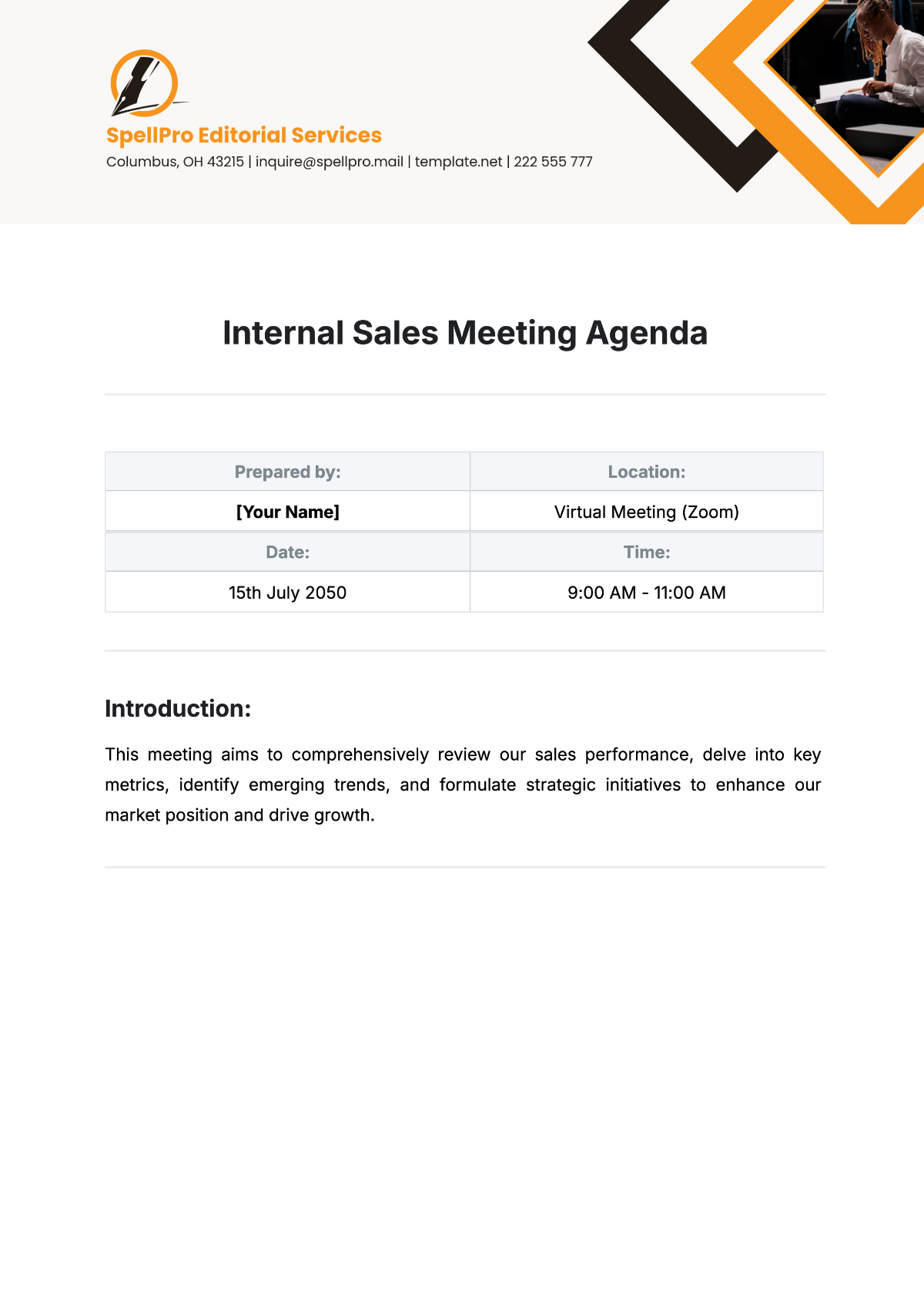 Free Sales Meeting Agenda Template