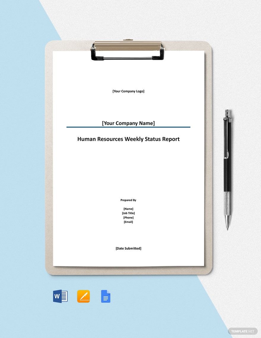 HR Weekly Status Report Template