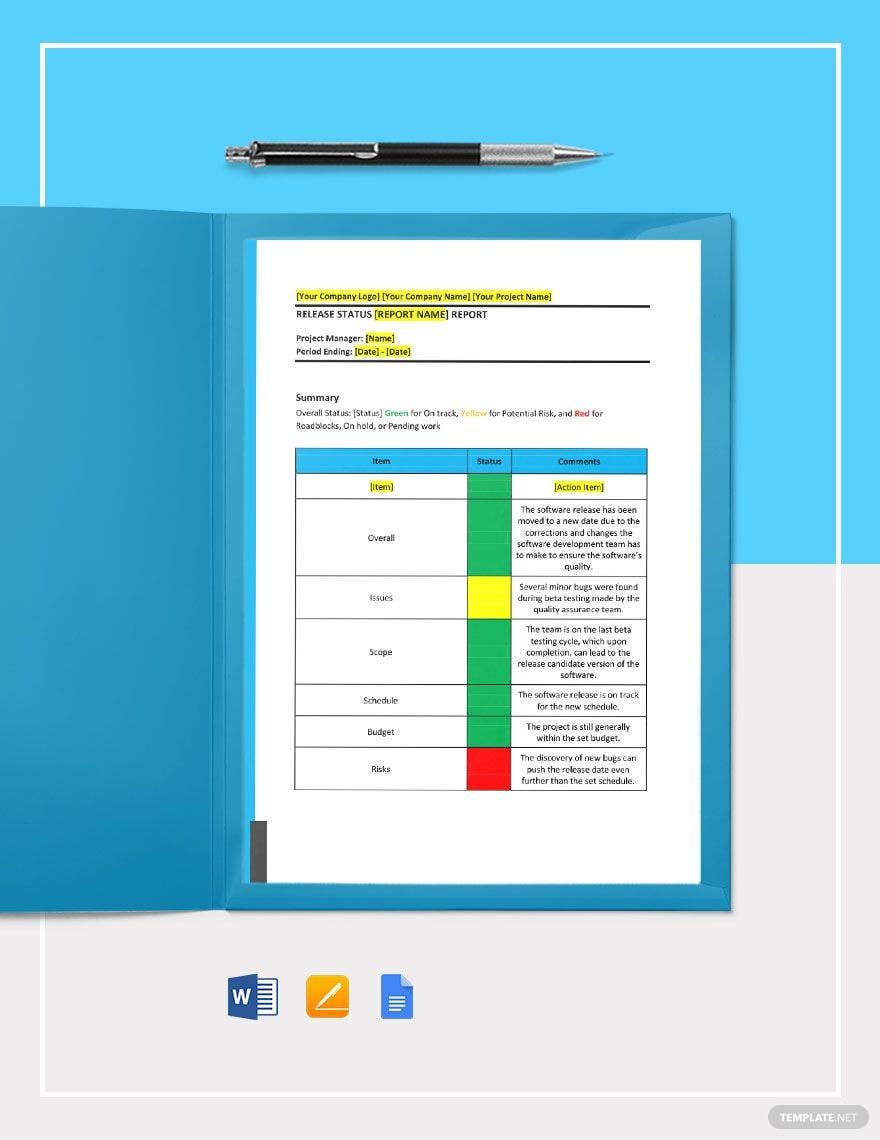 Release Status Report Template