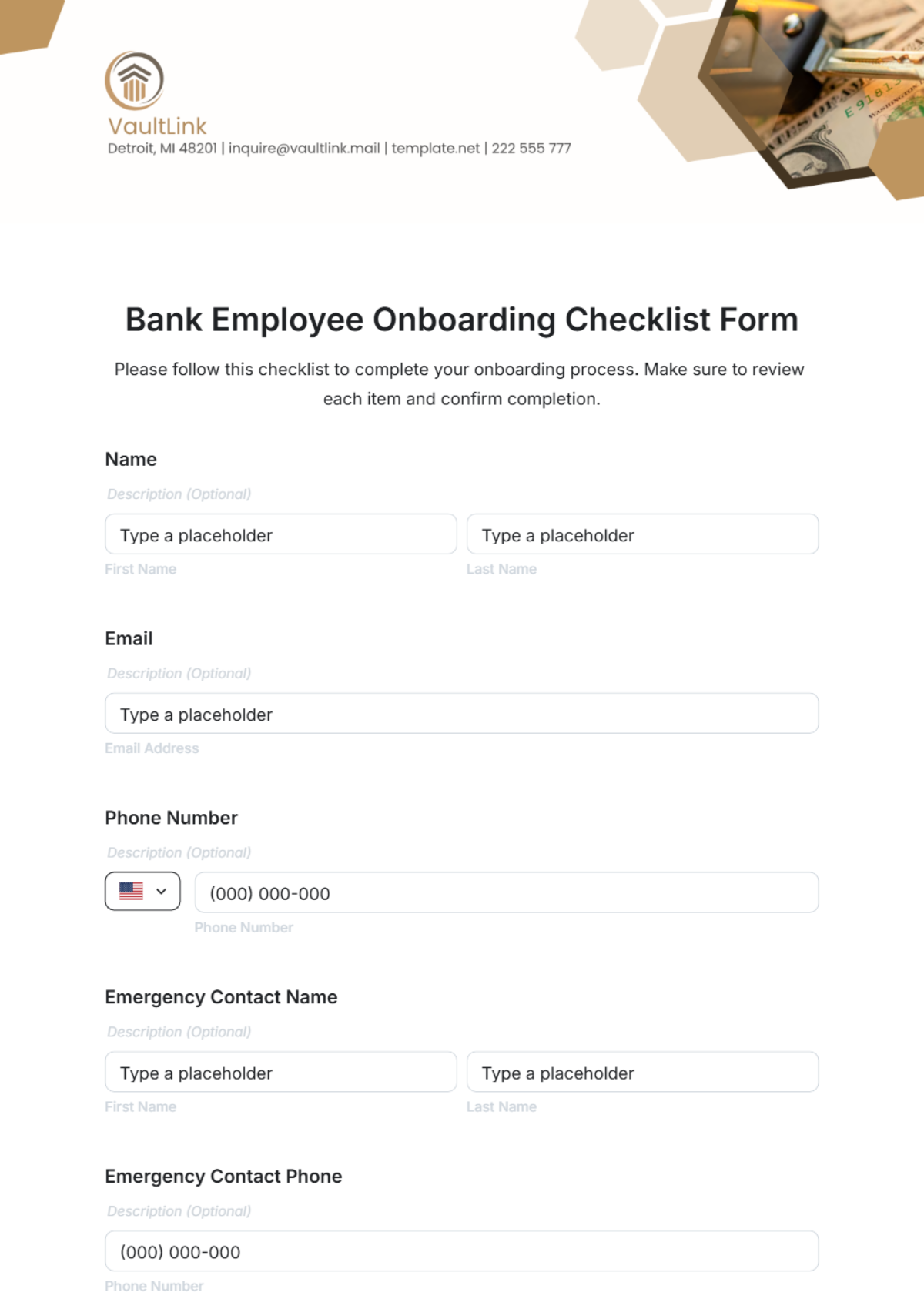 Bank Employee Onboarding Checklist Form Template - Edit Online & Download