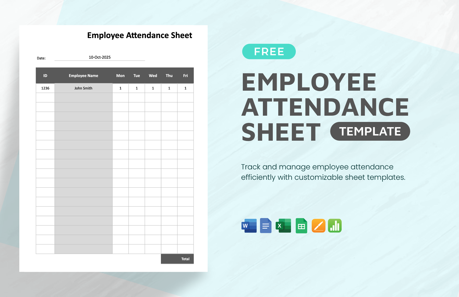 Employee Attendance Sheet Template in Pages, Apple Numbers, Word, Google Docs, Excel, Google Sheets - Download | Template.net