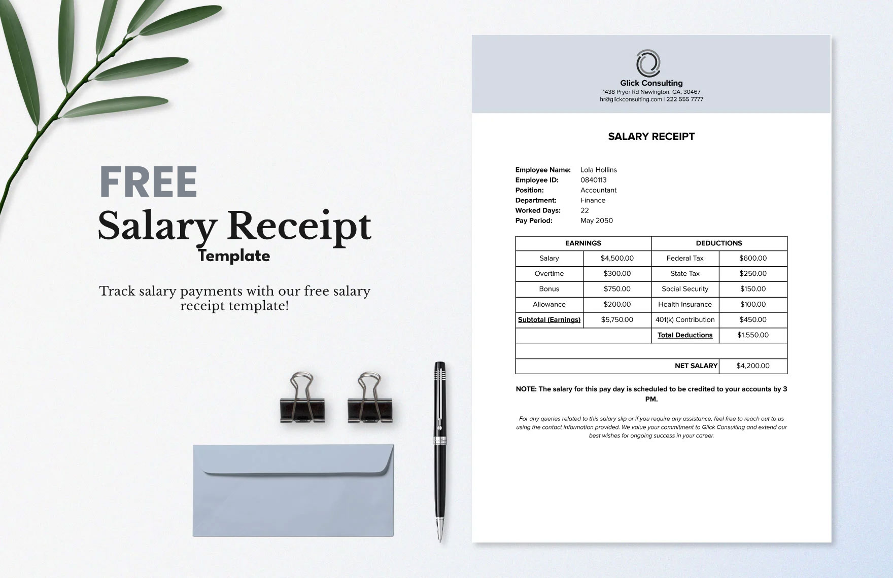 Salary Receipt Template in Pages, Excel, Apple Numbers, Google Sheets, Word, PDF, Google Docs, PSD - Download | Template.net