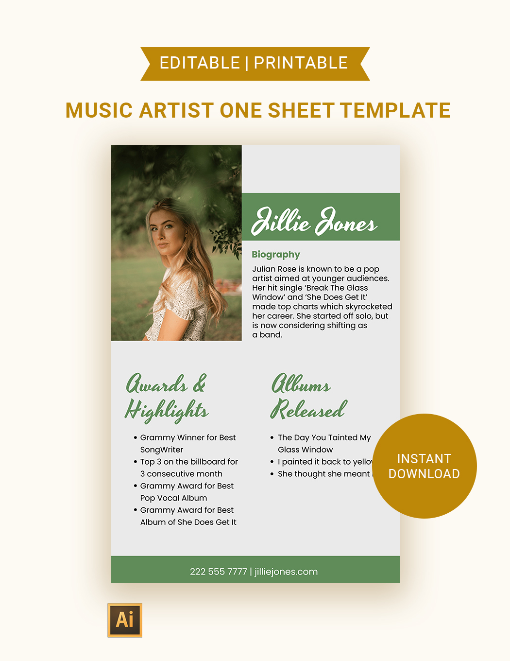 Music Artist One Sheet Template in Illustrator, Word, Publisher, Google Docs - Download | Template.net