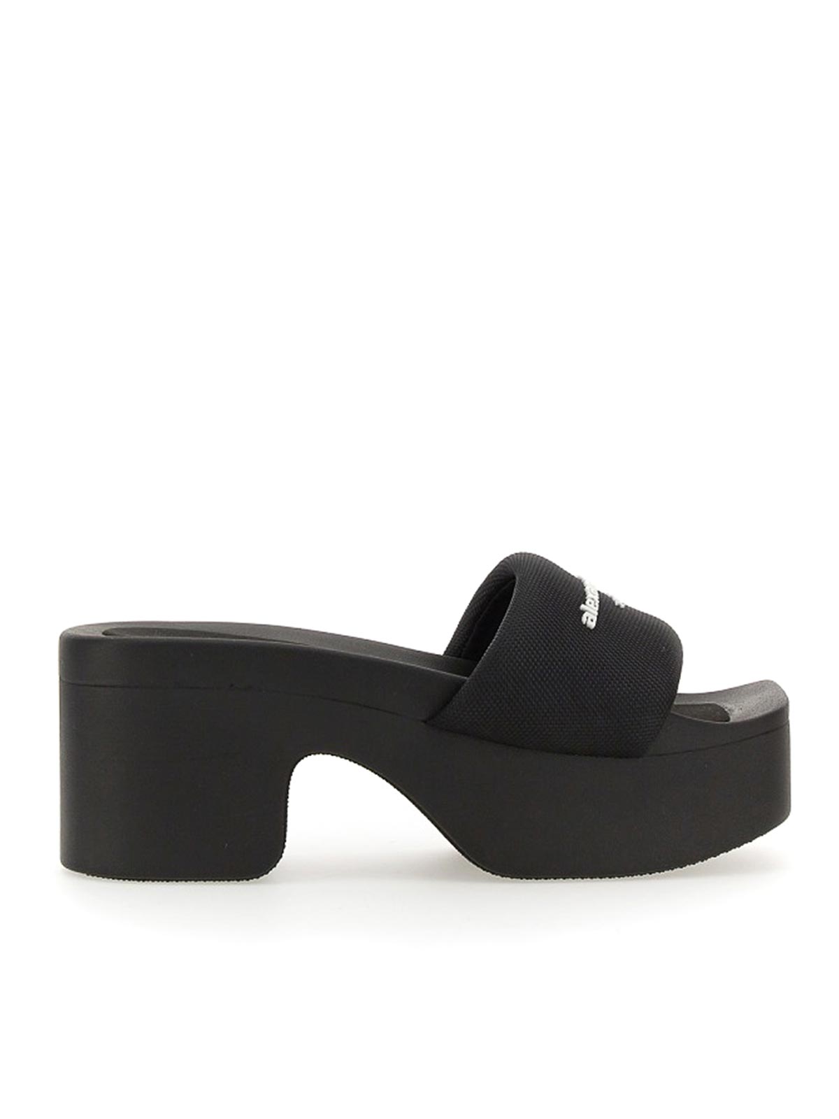 Shop Alexander Wang Slide Platform Sandals With Logo In Black