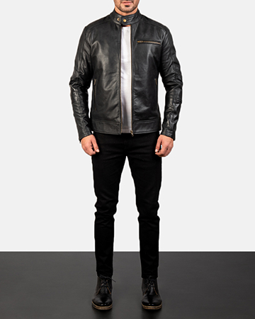 Dean Black Leather Biker Jacket