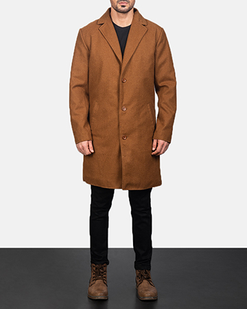 Petrillo Khaki Wool Single Breasted Coat