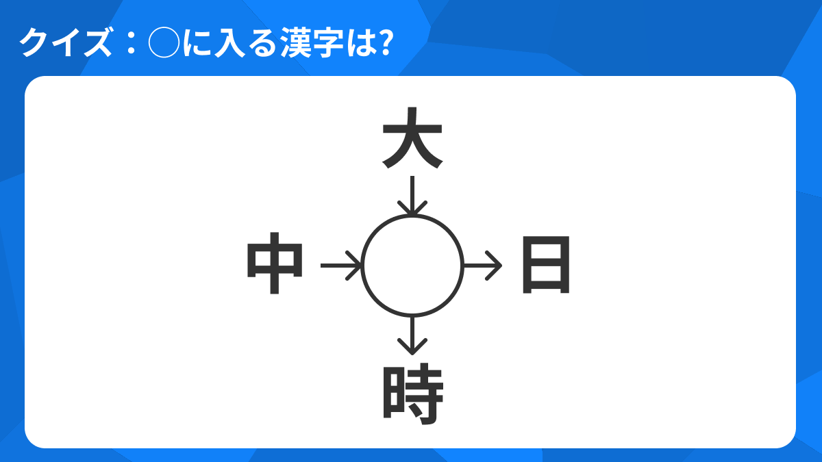 ◯に入る漢字はなんでしょう？４つのそれぞれの漢字と組み合わせると熟語になるよ。わかった人は答えを見てみてね。